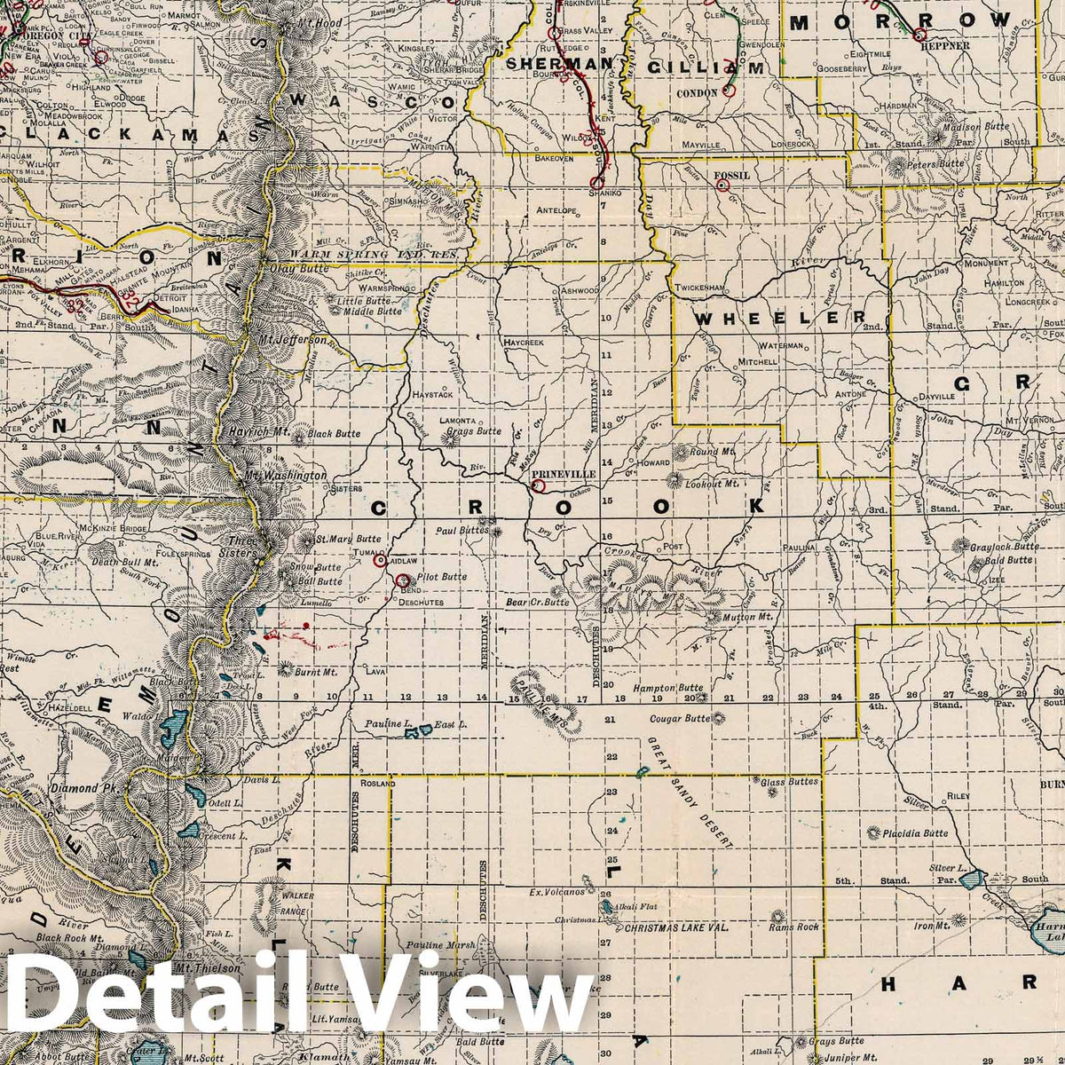 Oregon - Railroad Map, 1910 - Historical Map Print