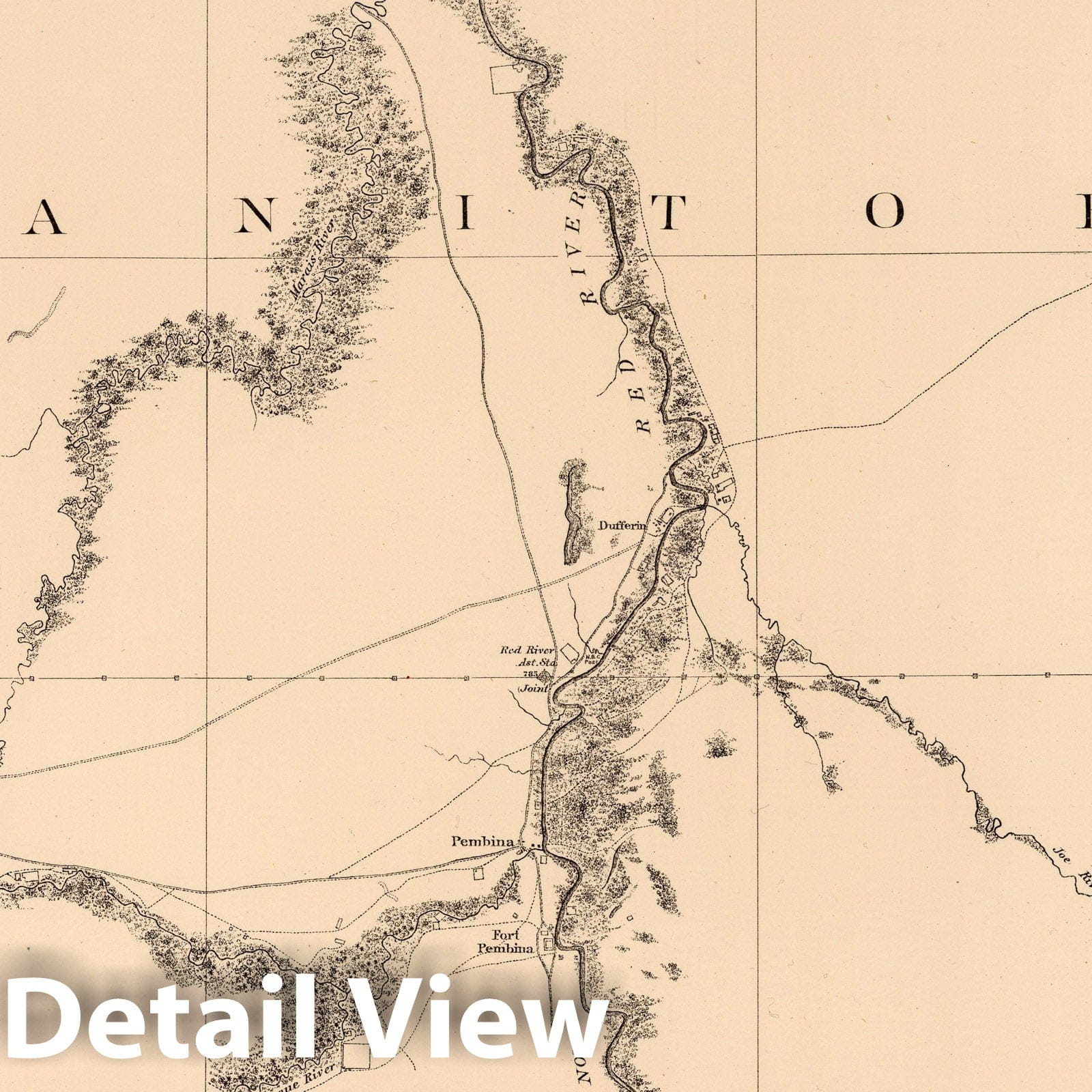 United States Northern Boundary Map, Lake of the Woods to Rocky Mountains, 1878 - Historical Map Print