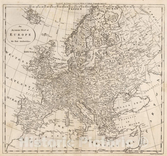 Historic Map : 1795 Accurate Map of Europe. - Vintage Wall Art