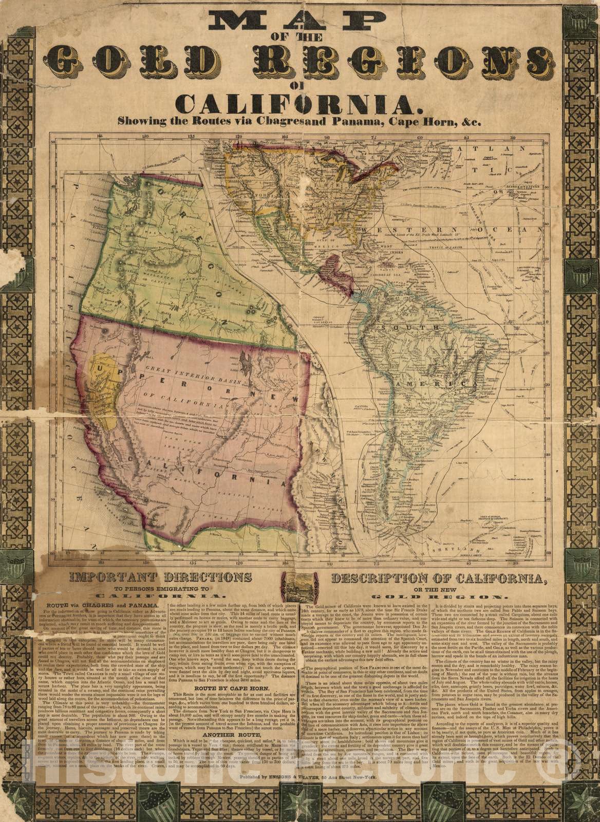 California Gold Regions - Pictorial Map, 1849 - Historical Map Print