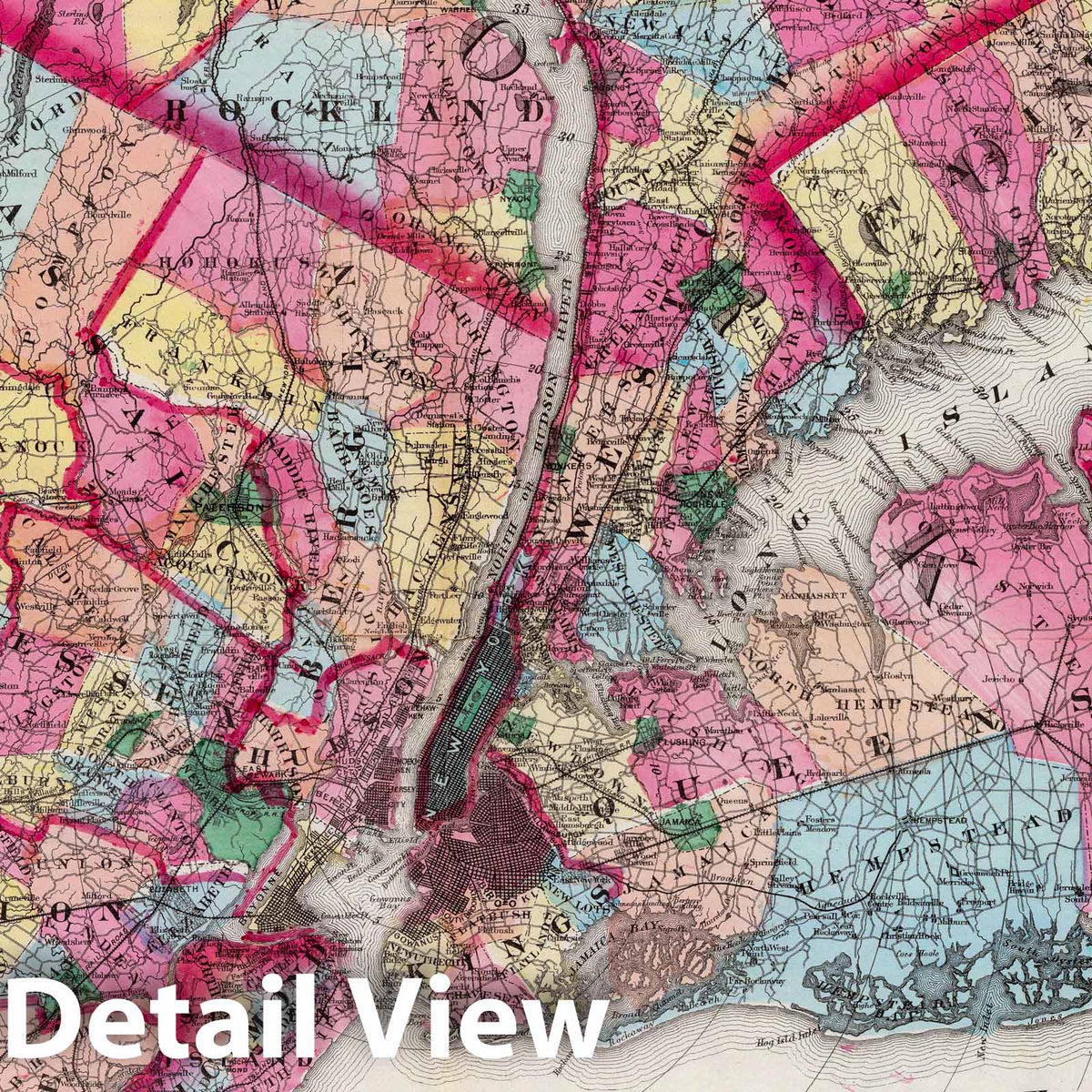 New York and Vicinity - Railroad Map, 1868 - Beers Atlas