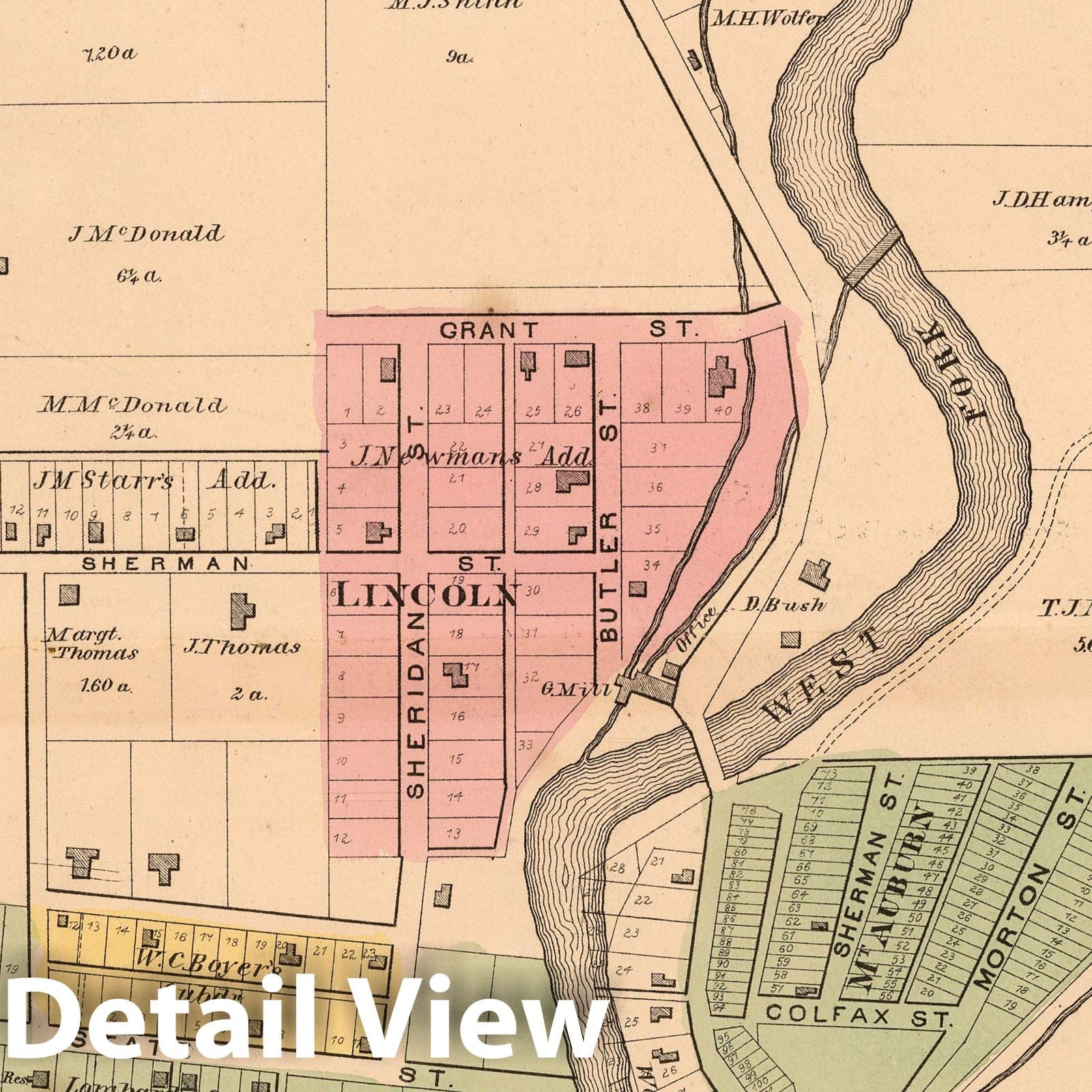 Historic Map : 1874 Second and Third Wards of Richmond, Wayne County, Indiana. - Vintage Wall Art