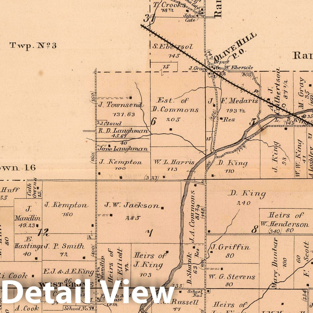 Historic Map : 1874 Abington and Centre Townships, Wayne County, Indiana. - Vintage Wall Art