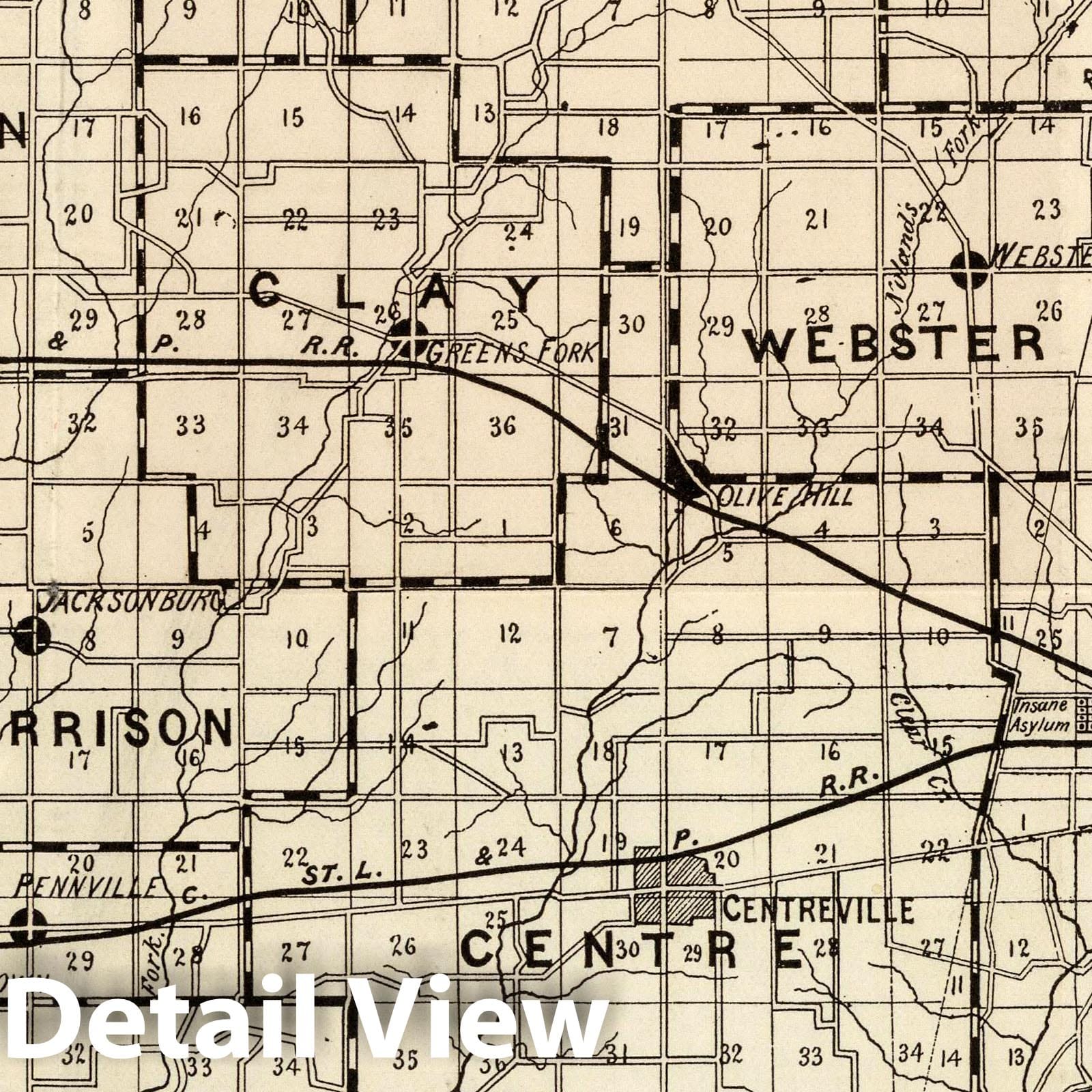 Wayne County, Indiana 1898 Cadastral Map Print