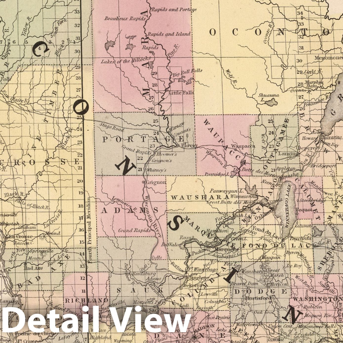 Historic Map - World Atlas - 1853 A New Map of The State of Wisconsin - Vintage Wall Art