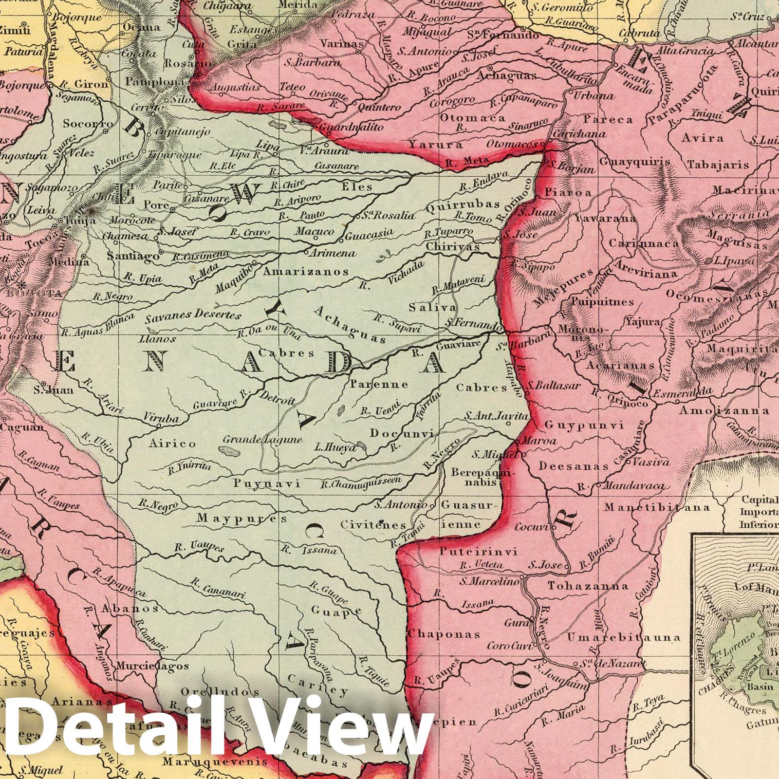 Venezuela, Colombia, Ecuador & Panama Railroad Map 1853
