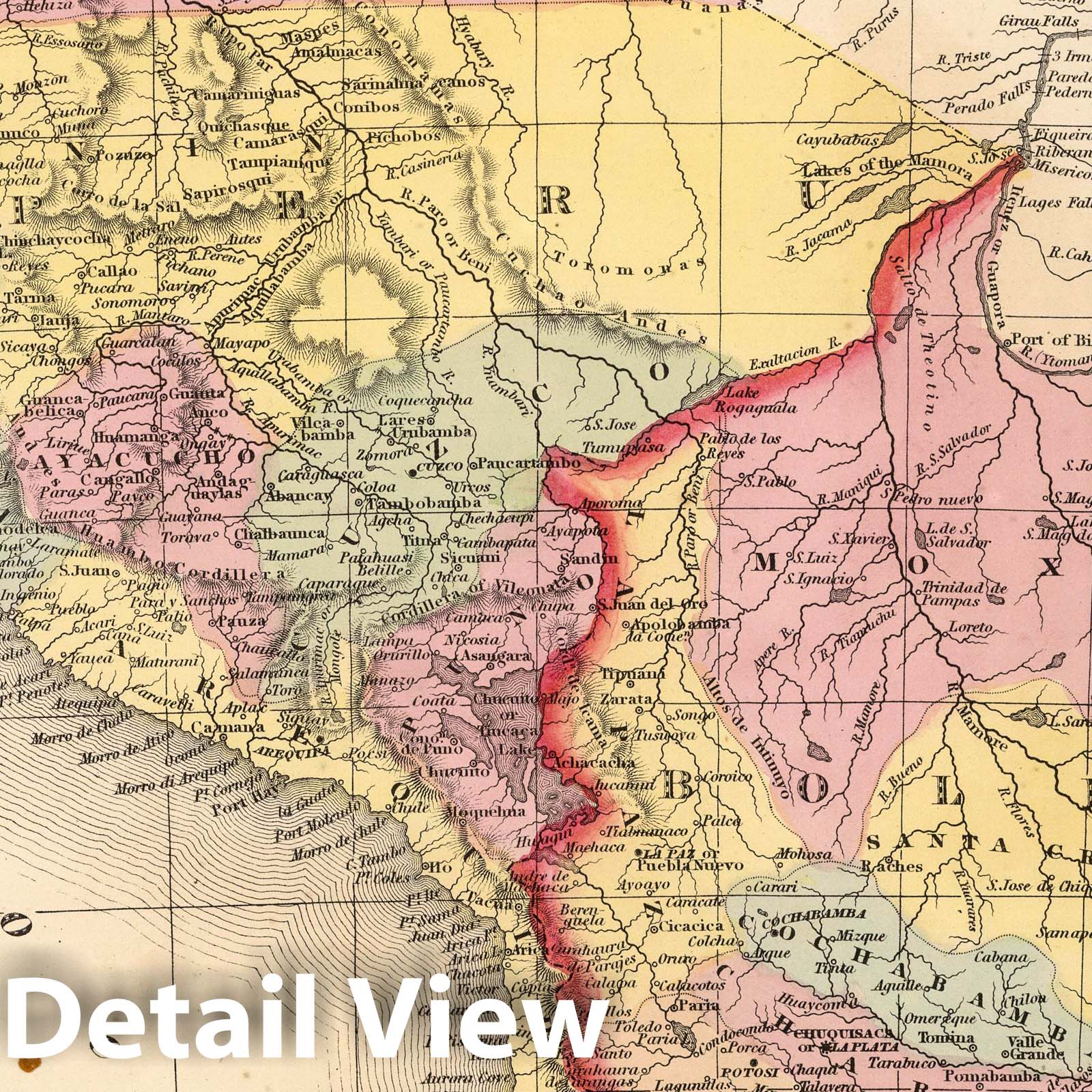 Peru and Bolivia, 1853 - Historical Map Print