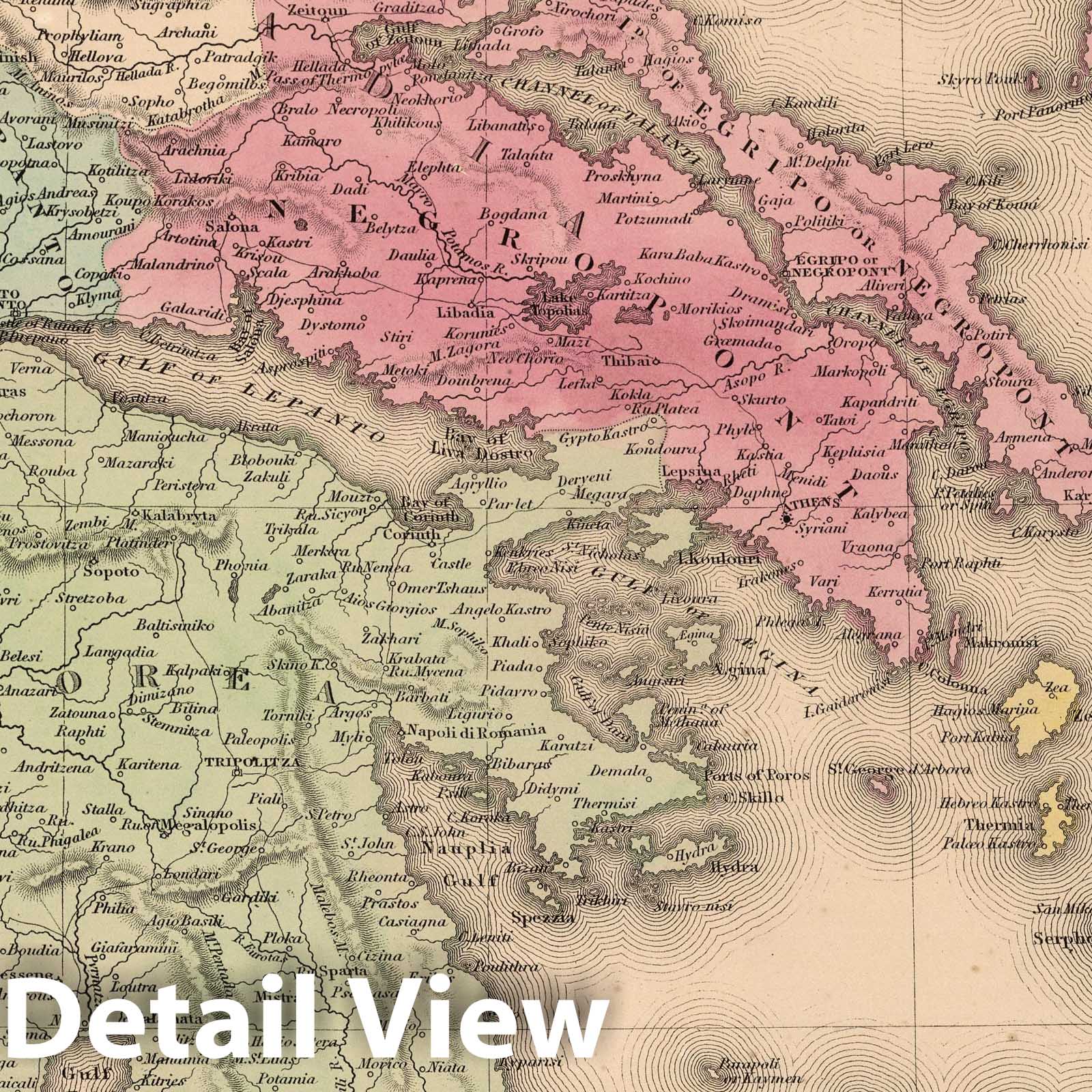 Greece, 1853 - Historical Map Print from Universal Atlas