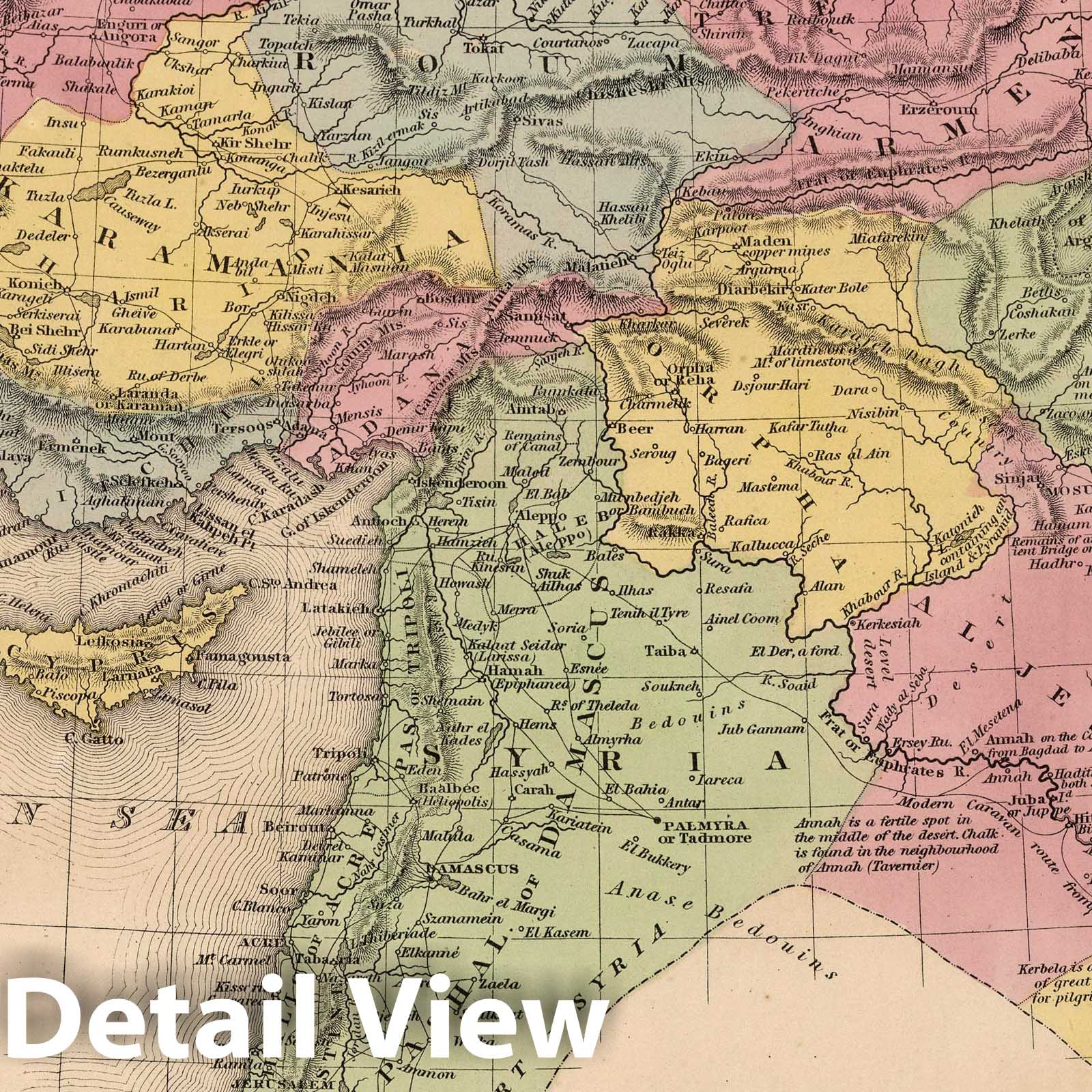 Turkey in Asia with Constantinople, 1853 - Historical Map Print