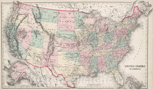 Historic Map : 1878 United States of America. - Vintage Wall Art