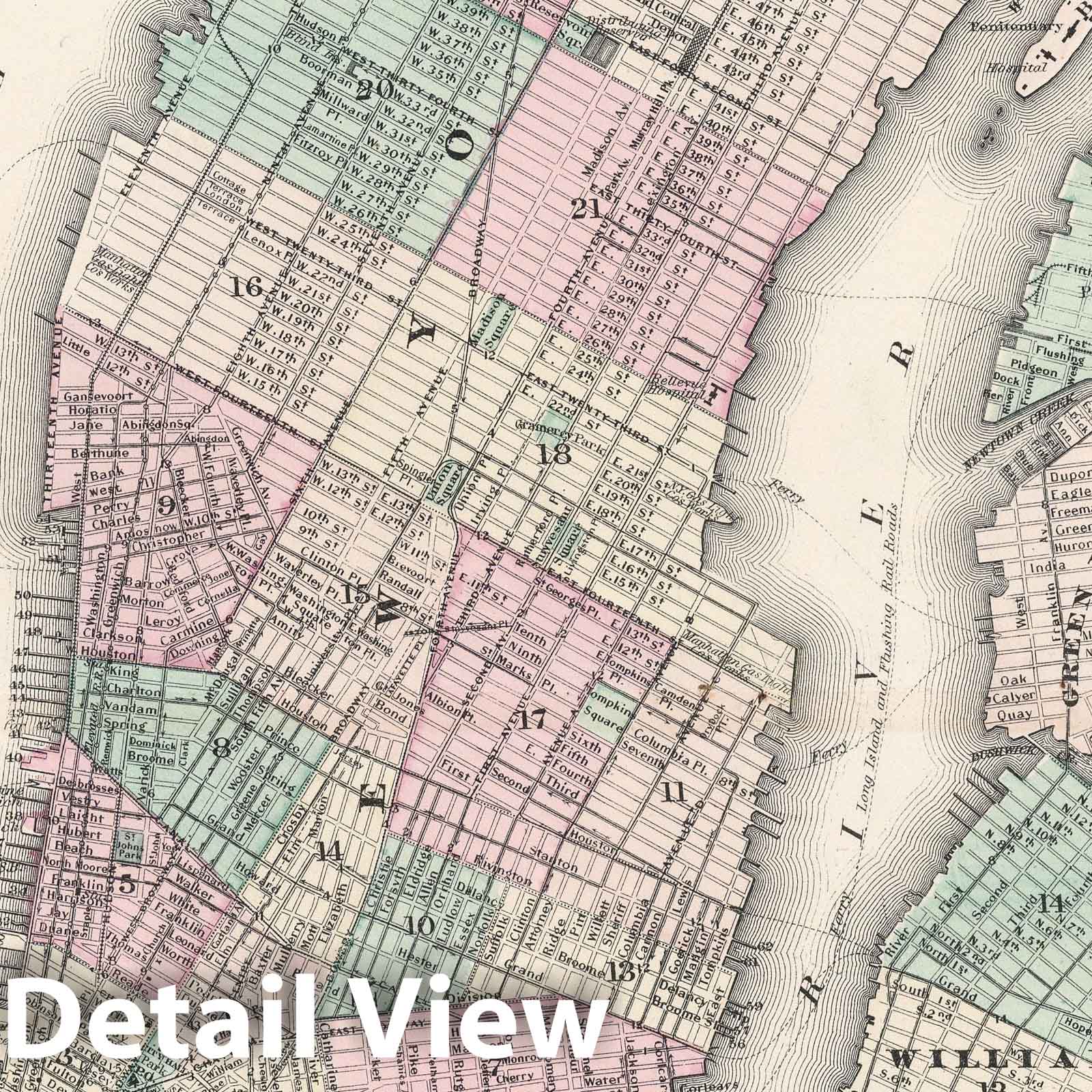 New York City, Brooklyn, Jersey City, Hoboken - Railroad Map, 1878