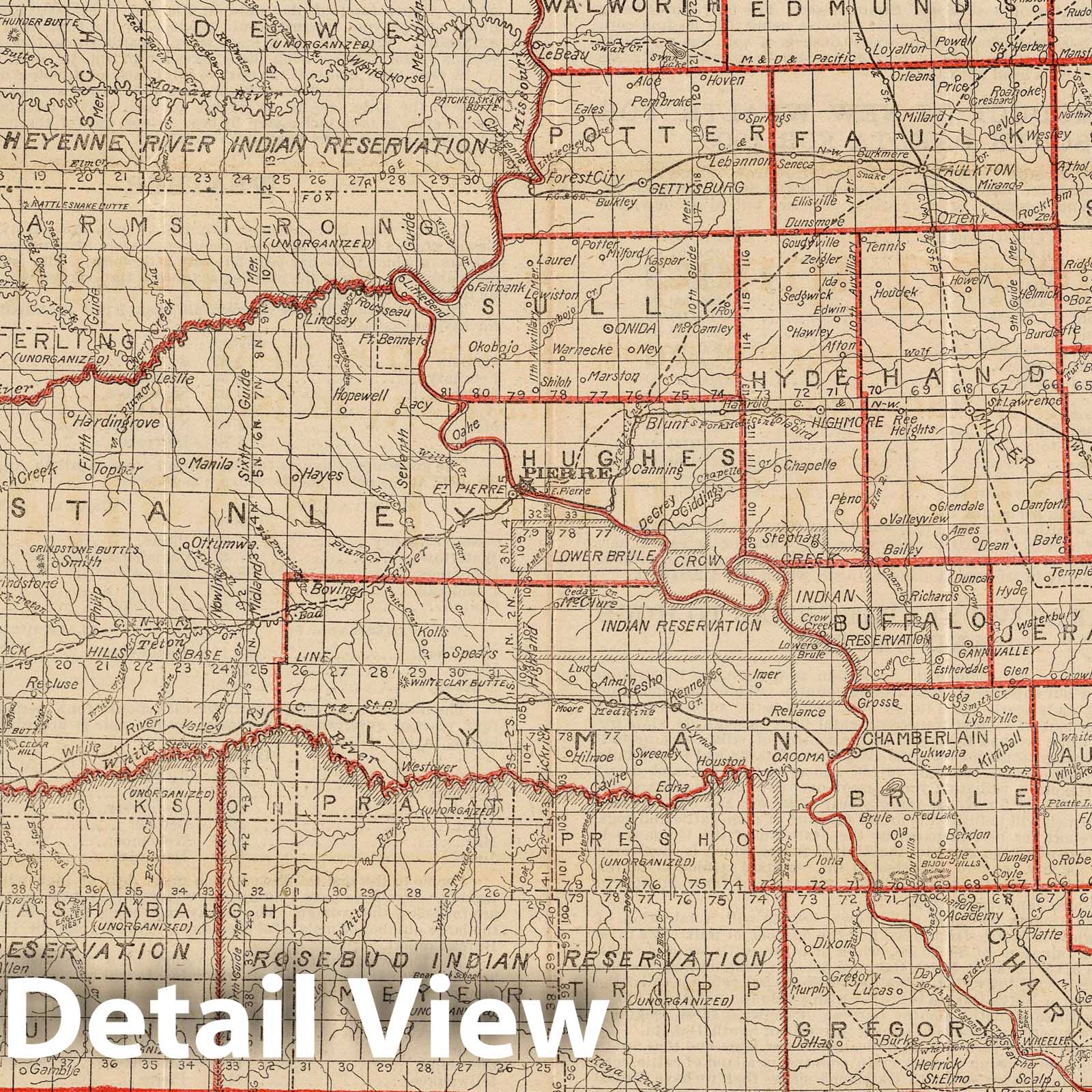 South Dakota 1906 Historical Map Print