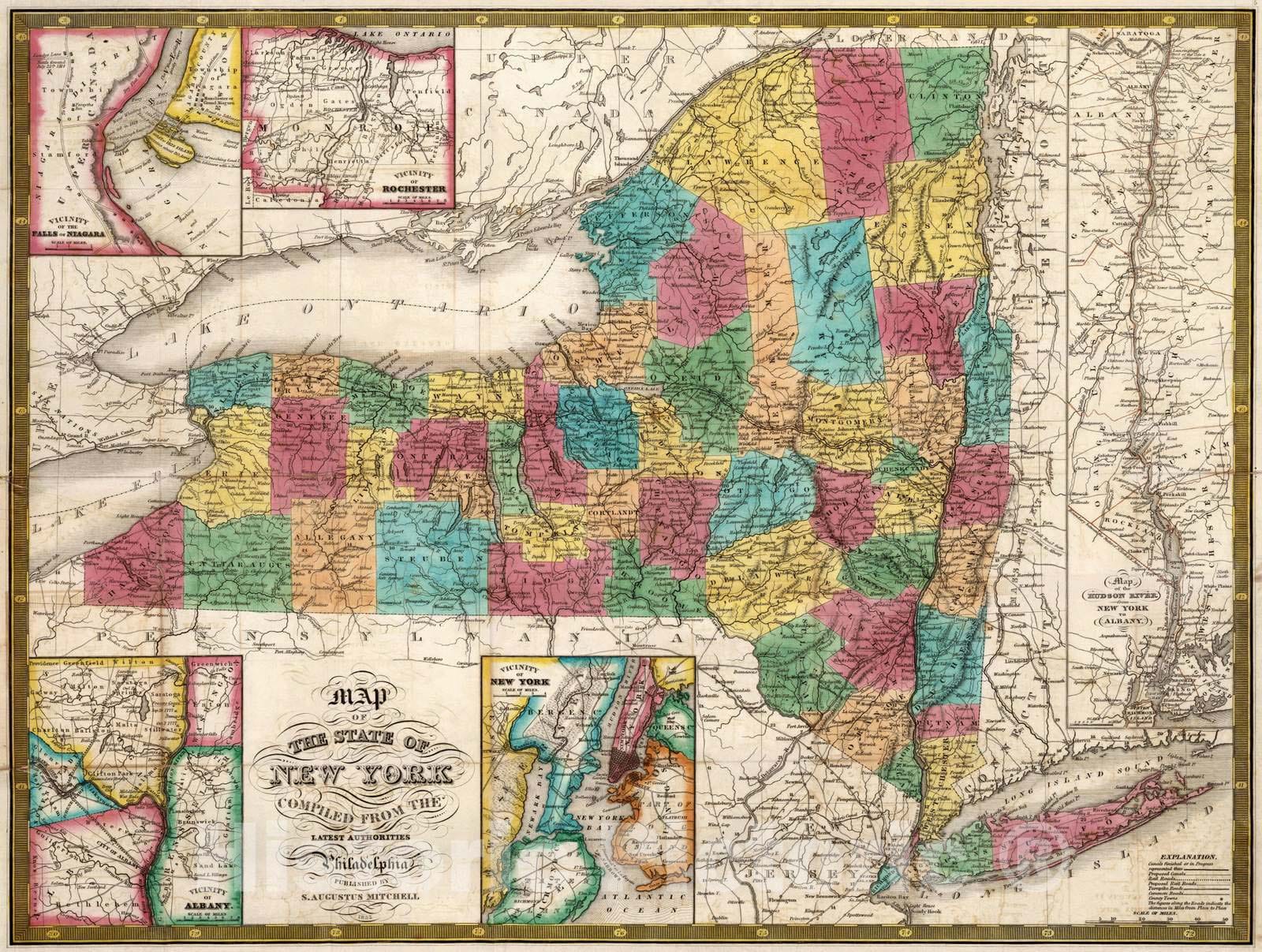 Historic Map : 1832 State of New York - Vintage Wall Art