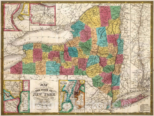 Historic Map : 1832 State of New York - Vintage Wall Art