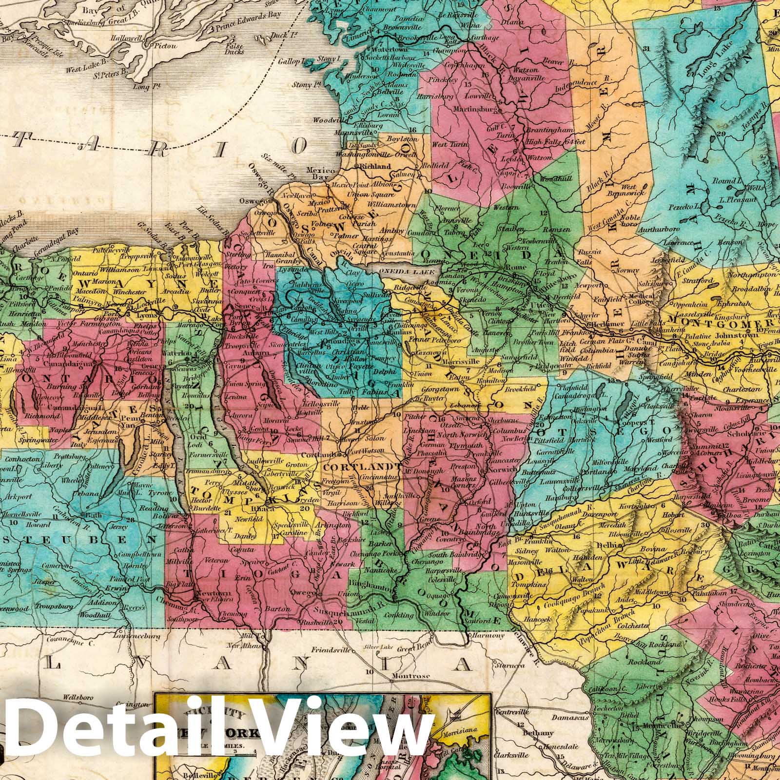 Historic Map : 1832 State of New York - Vintage Wall Art