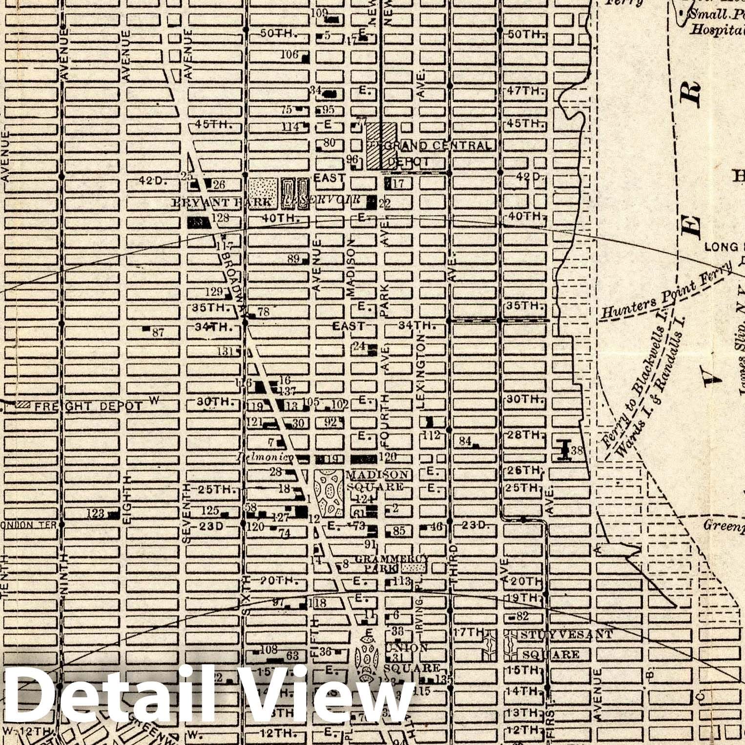 New York City 1885 Historical Map Print