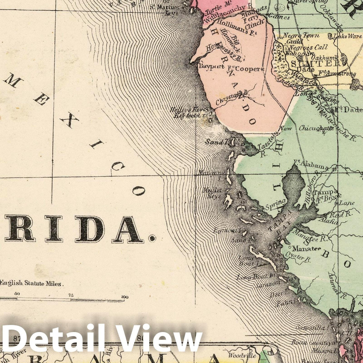 Florida, 1865 - Historical Map Print from Schonberg's Atlas