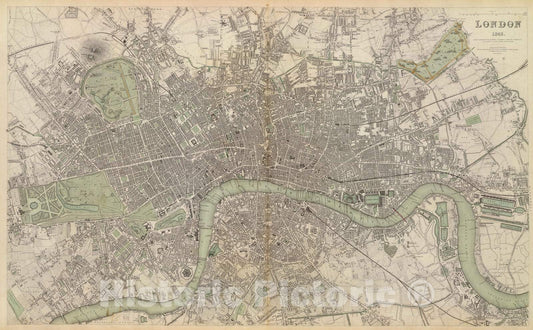 Historic Map : 1843 London. 1843. - Vintage Wall Art