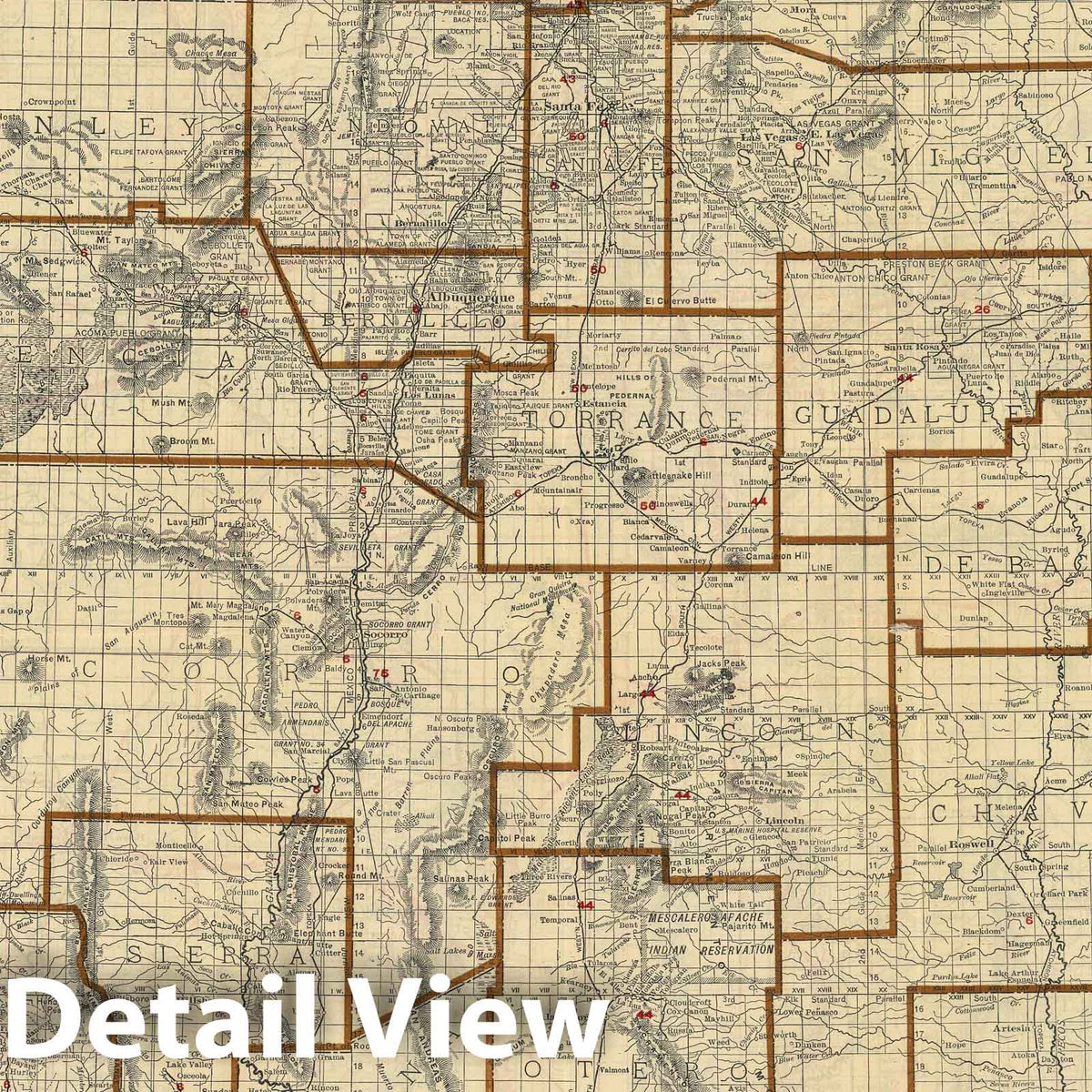 New Mexico - Railroad Map, 1920 - Rand McNally Pocket Map Print