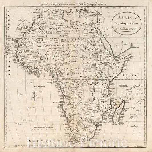 Africa, 1795 - Historical Map Print from Carey's Guthrie's Geography