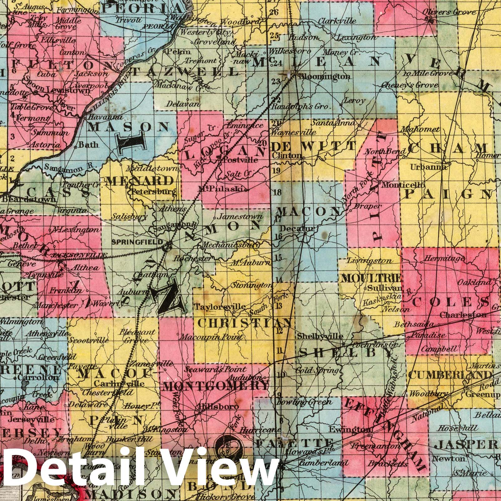 Illinois Map 1853 - Historical Map Print