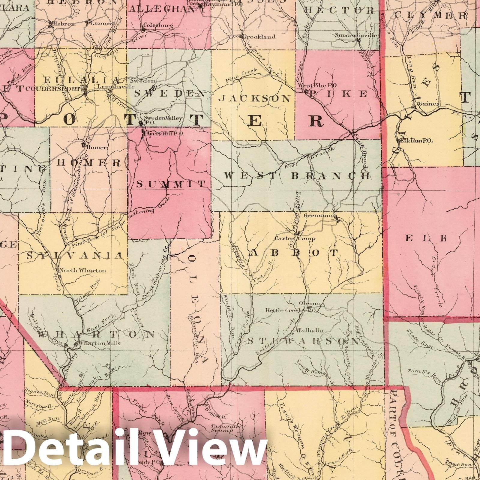 North Central Pennsylvania - Plate No. B, 1871 - Historical Map Print