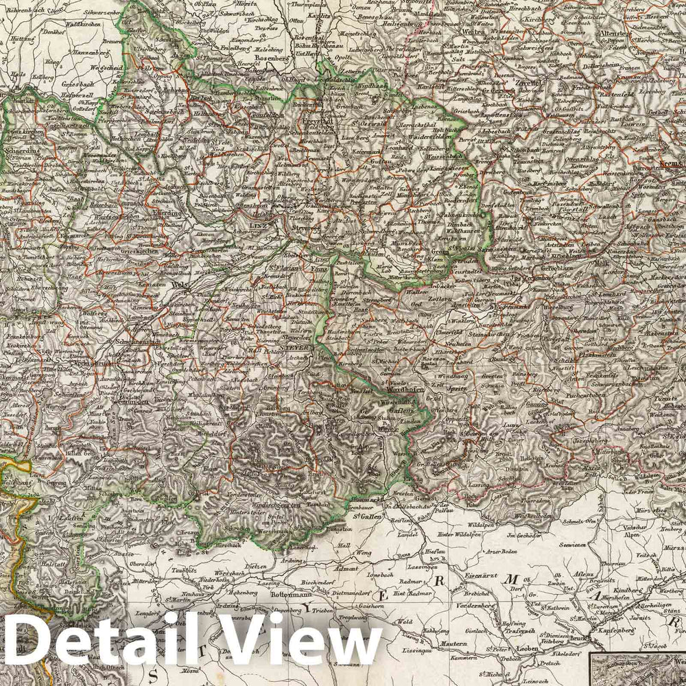 Historic Map : Austria, Vienna Region (Austria) 1856 Oesterreich. , Vintage Wall Art