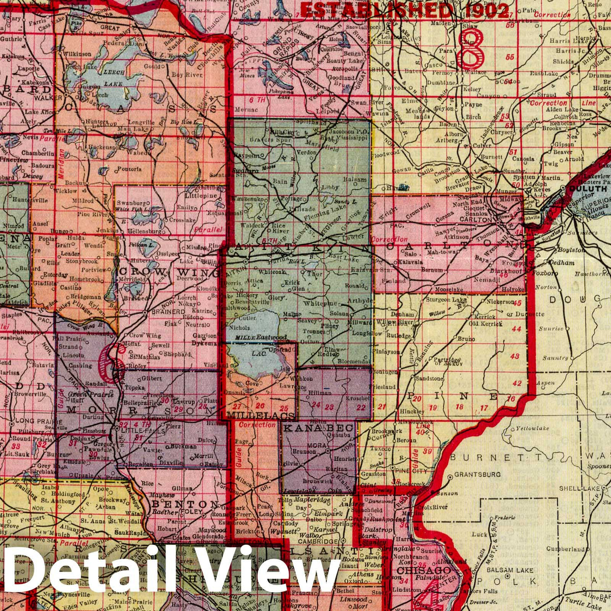 Minnesota - Postal Map, 1915 - Historical Map Print