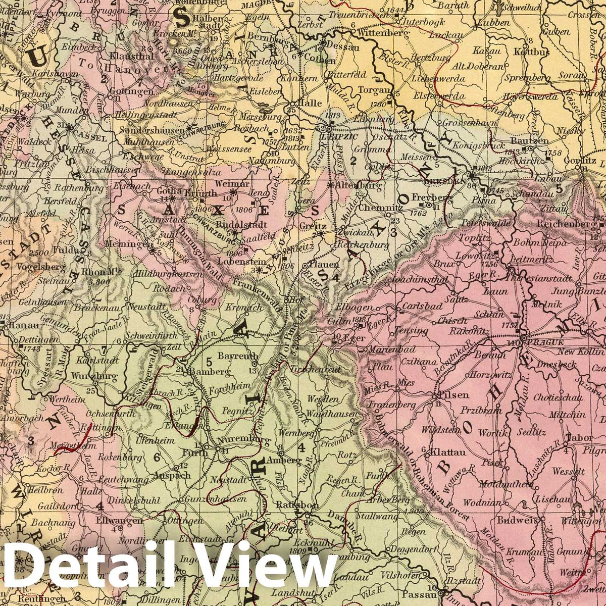 Germany - Railroad Map, 1853 - Historical Map Print