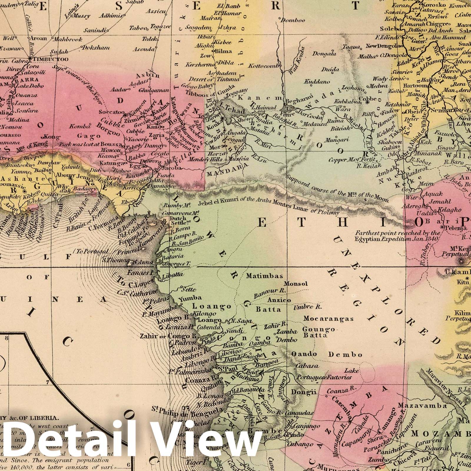 Africa with Liberia Inset, 1853 - Historical Map Print