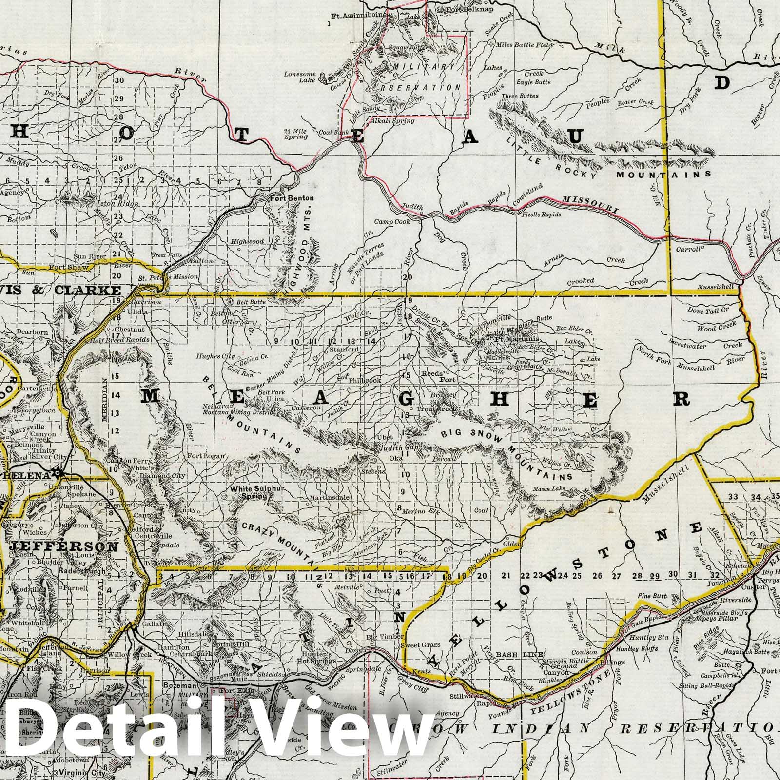 Montana - Railroad Map, 1885 - Historical Map Print