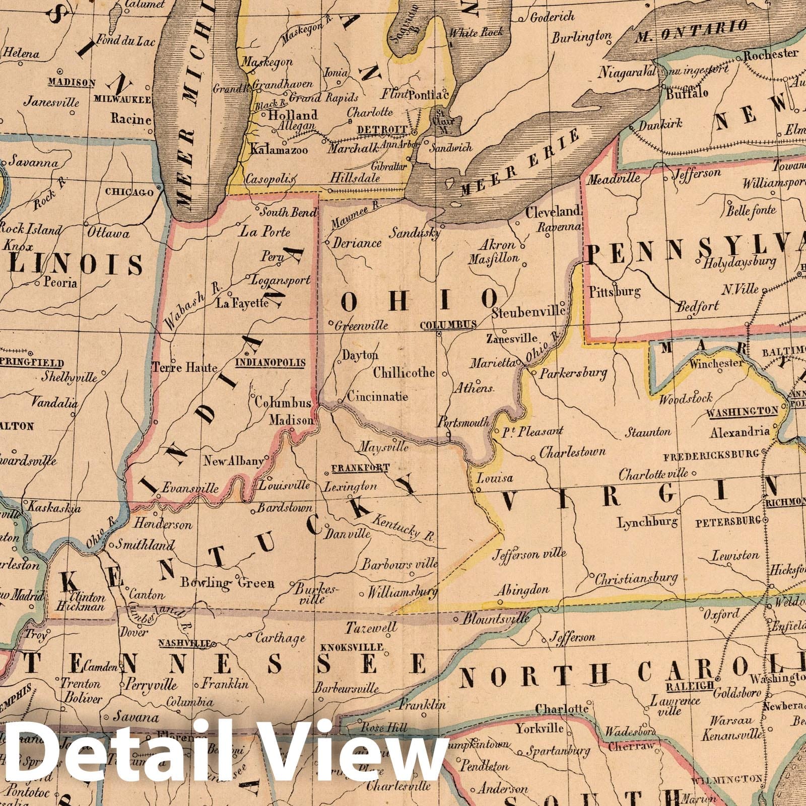 United States Railroad Map, 1851 - Hand-Colored Historical Print
