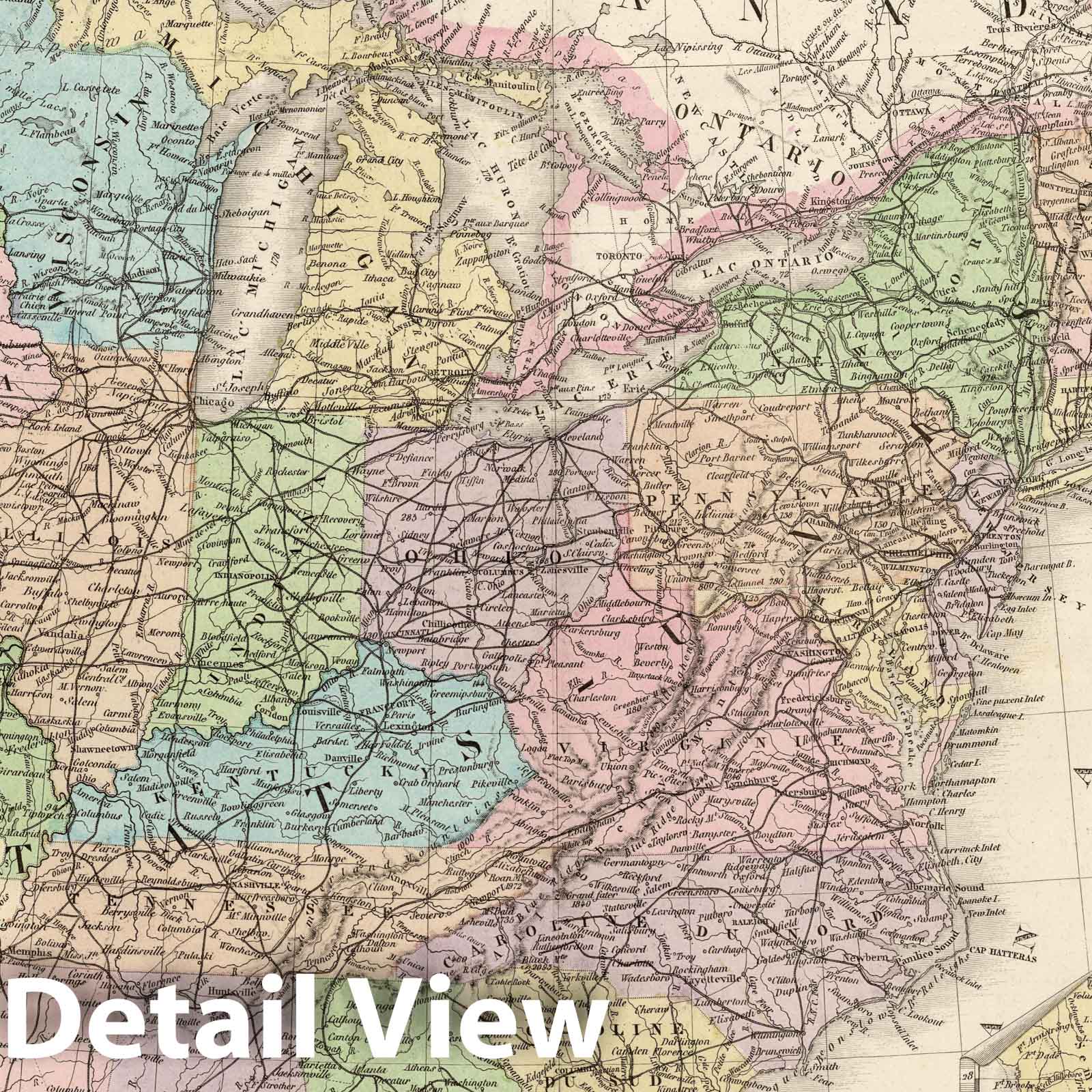 Eastern United States and Canada - Railroad Map, 1875 - Historical Map Reproduction