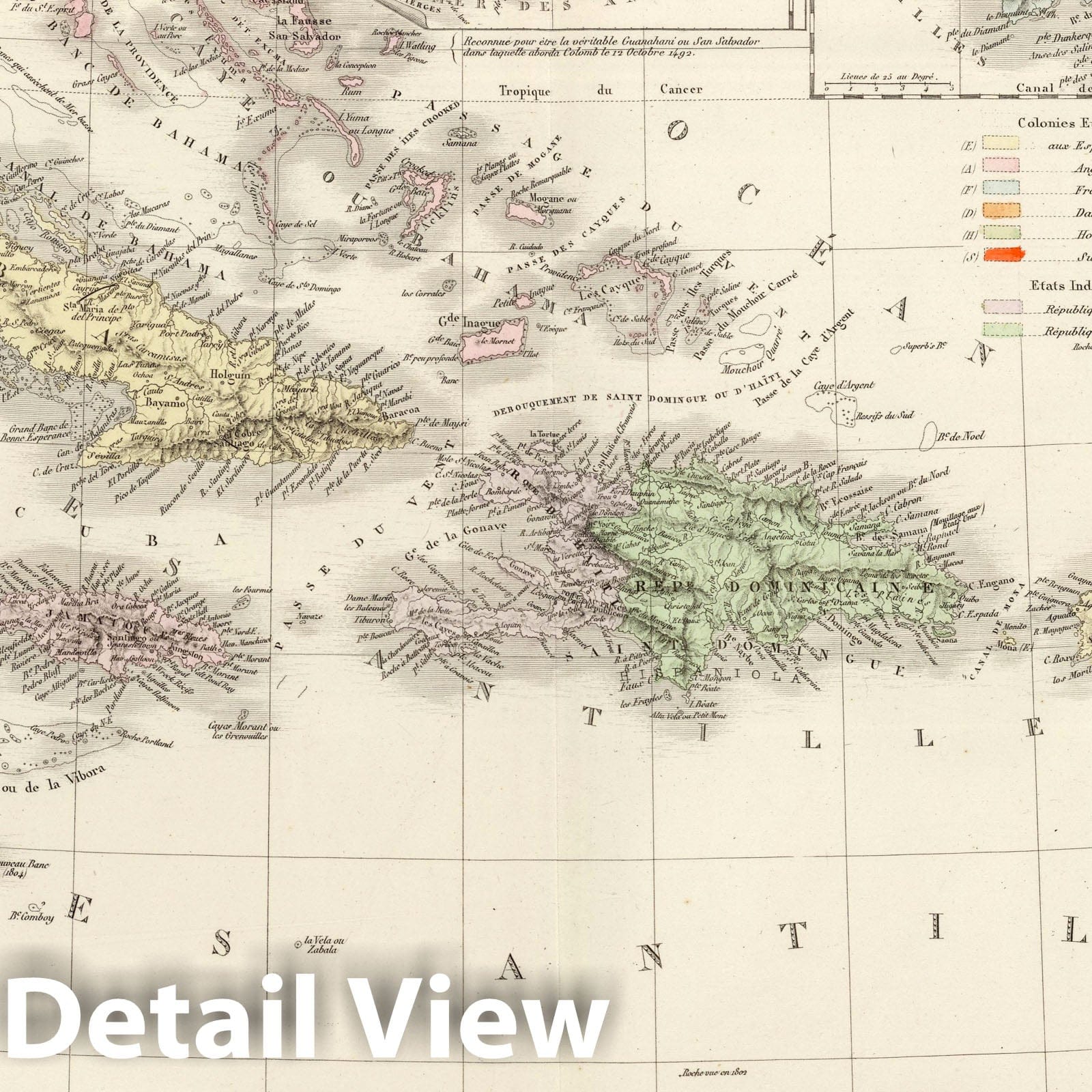 Antilles and Caribbean Islands - Railroad Map, 1875 - Historical Map Print