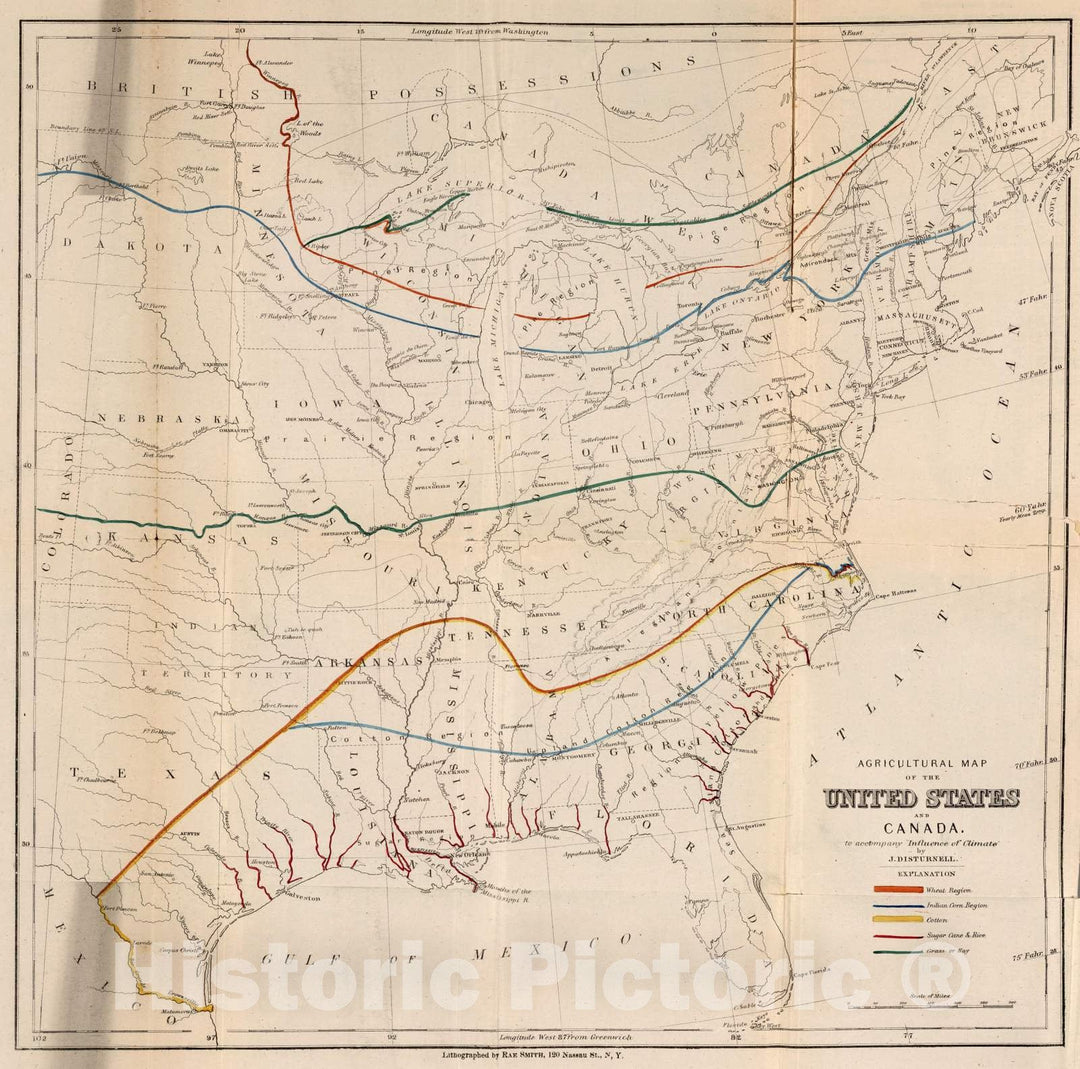 Historic Map : Survey Book - 1867 Agricultural Map of The United States and Canada. - Vintage Wall Art
