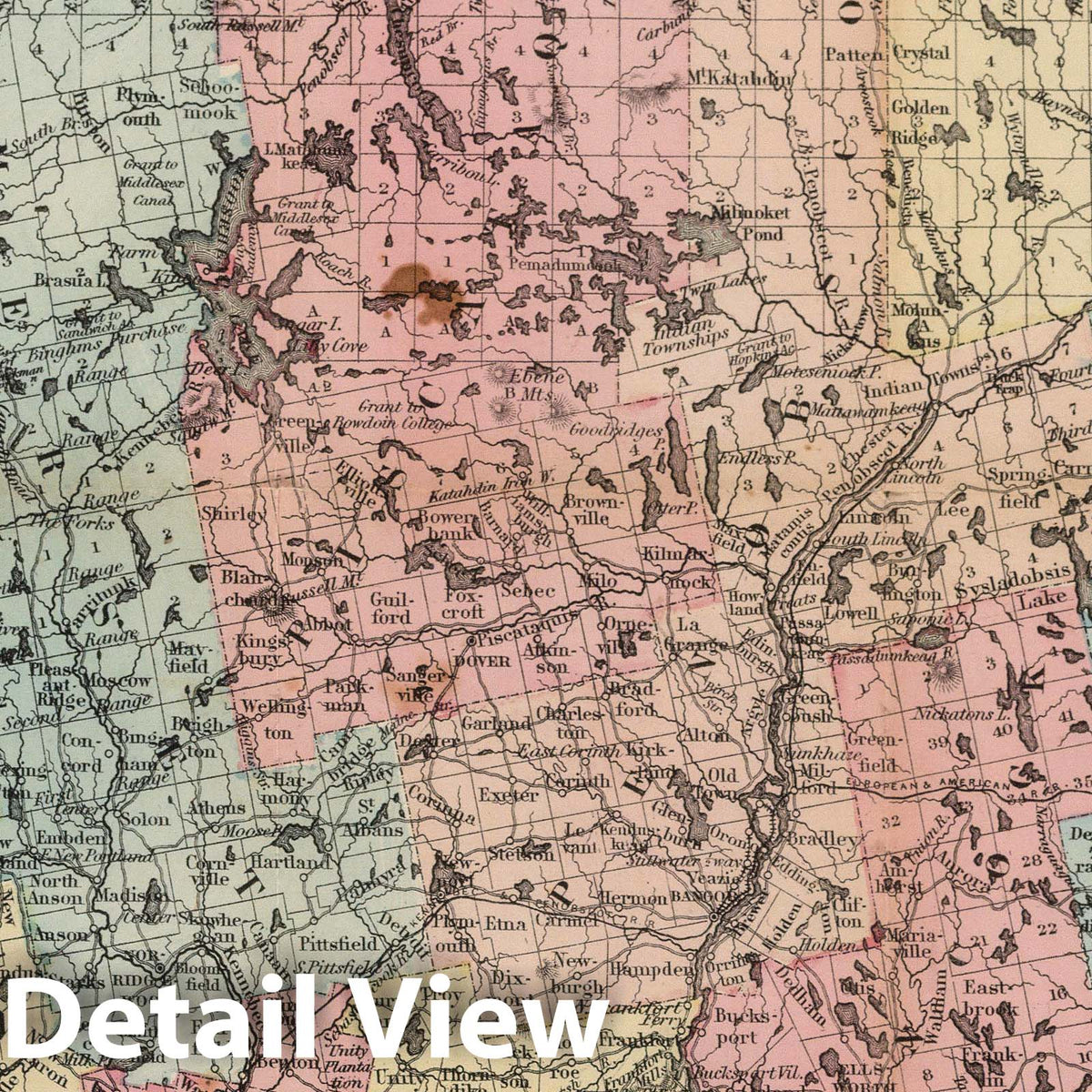 Maine, 1855 - Historical Topographic Map Print