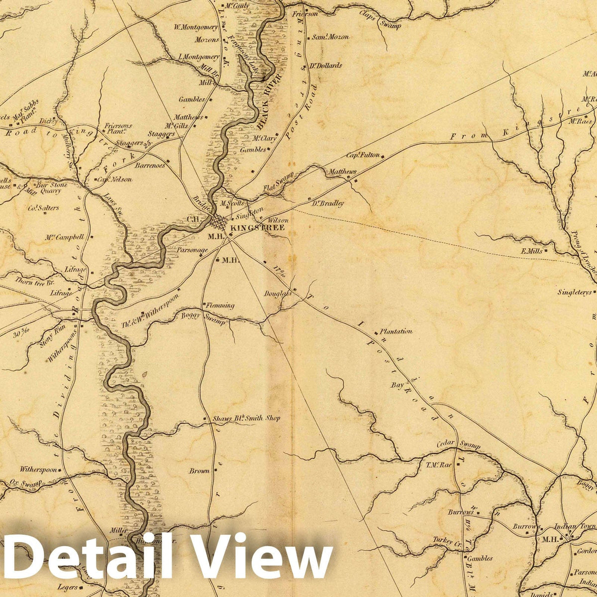 Williamsburg District, South Carolina - Road Map, 1825
