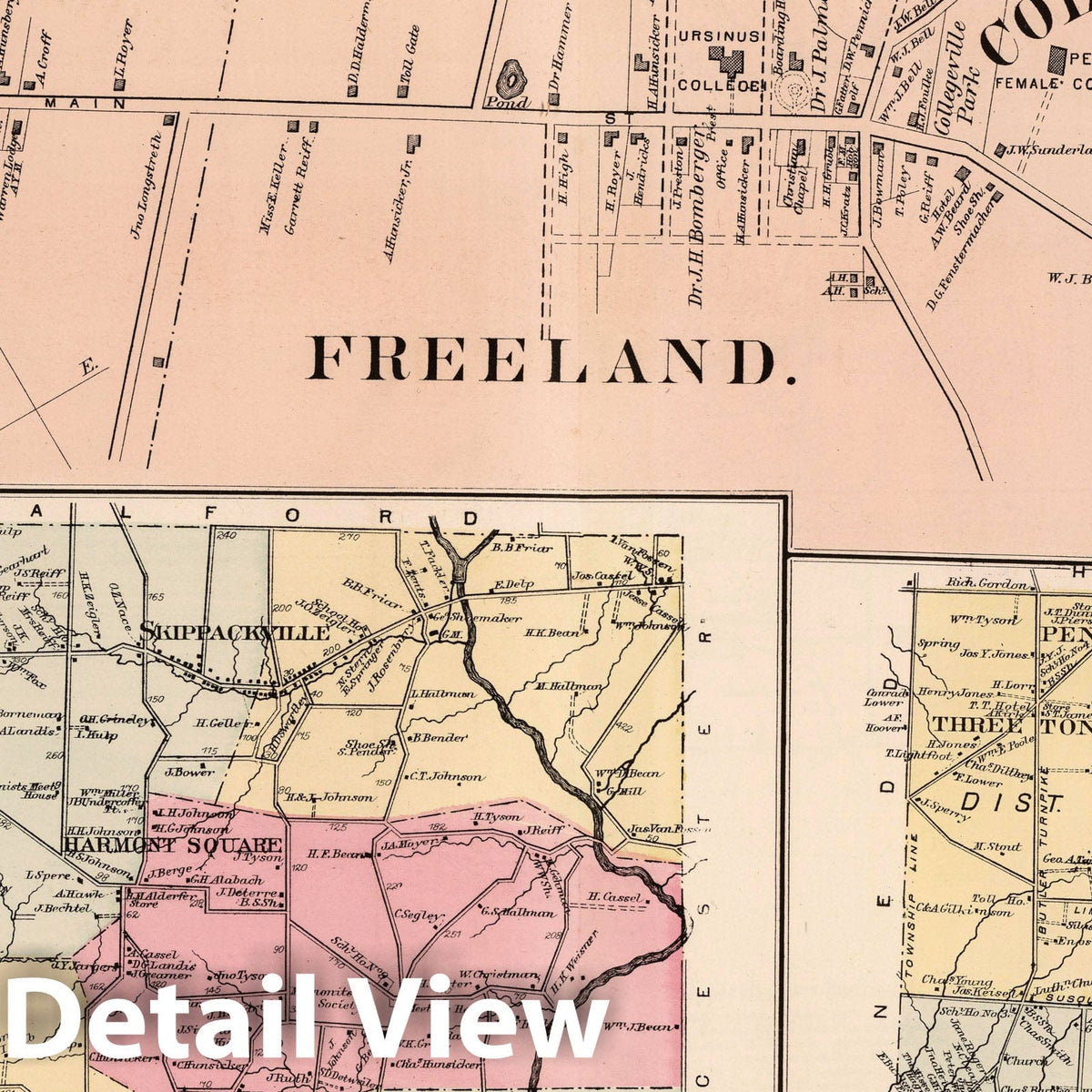Perkiomen and Upper Dublin, Montgomery County, Pennsylvania - Property Map, 1871