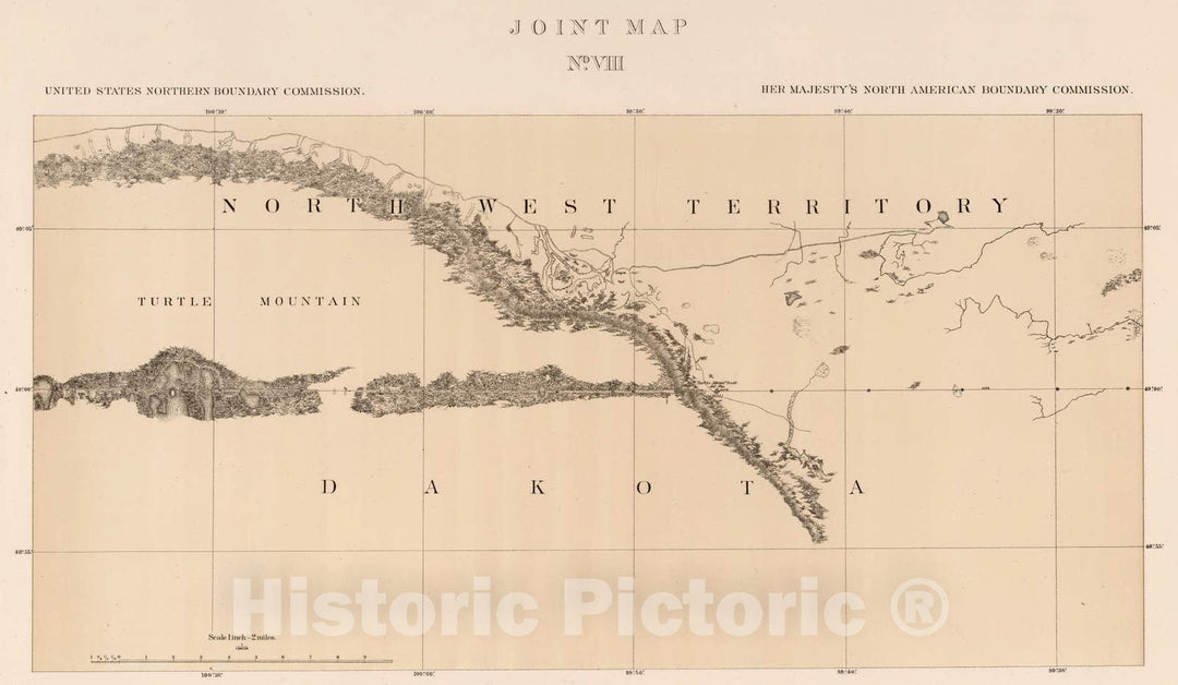 Historic Map : Exploration Book - 1878 Joint Map No. VIII. United States Northern Boundary Commission. (Canadian Border). - Vintage Wall Art