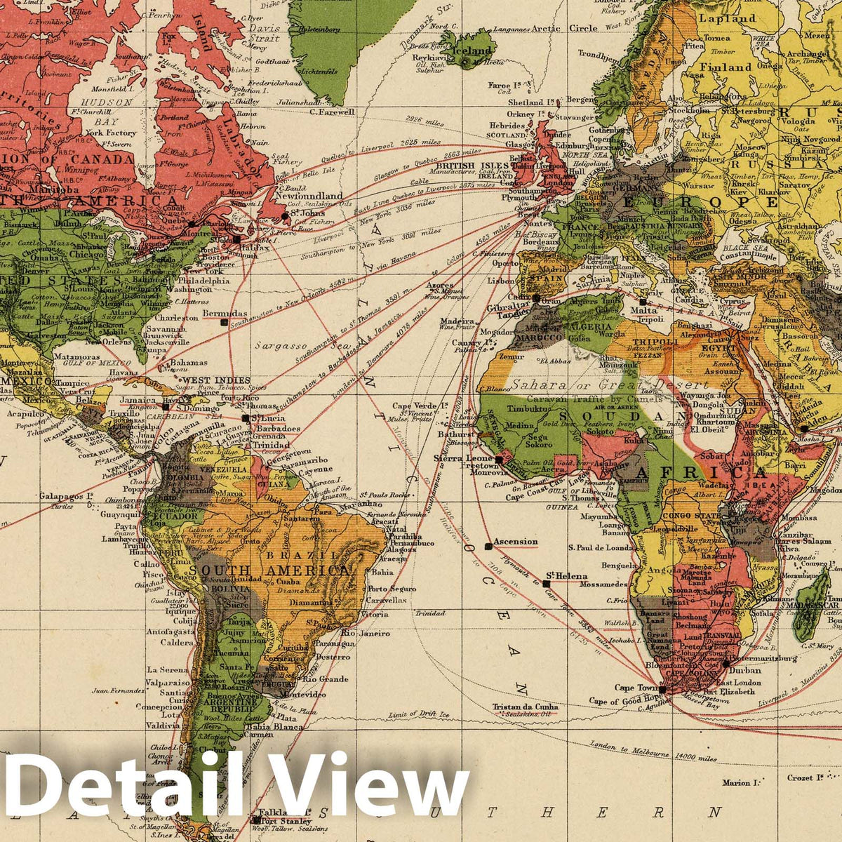 World - Railroad Map, 1909 - Historical Map Print