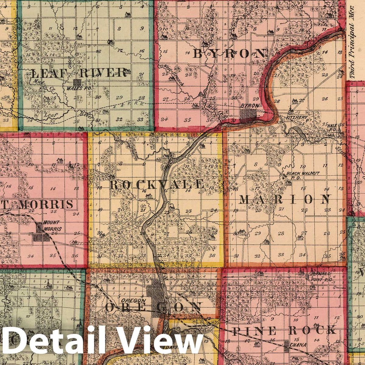 Ogle County, Illinois 1872 Historical Map Print
