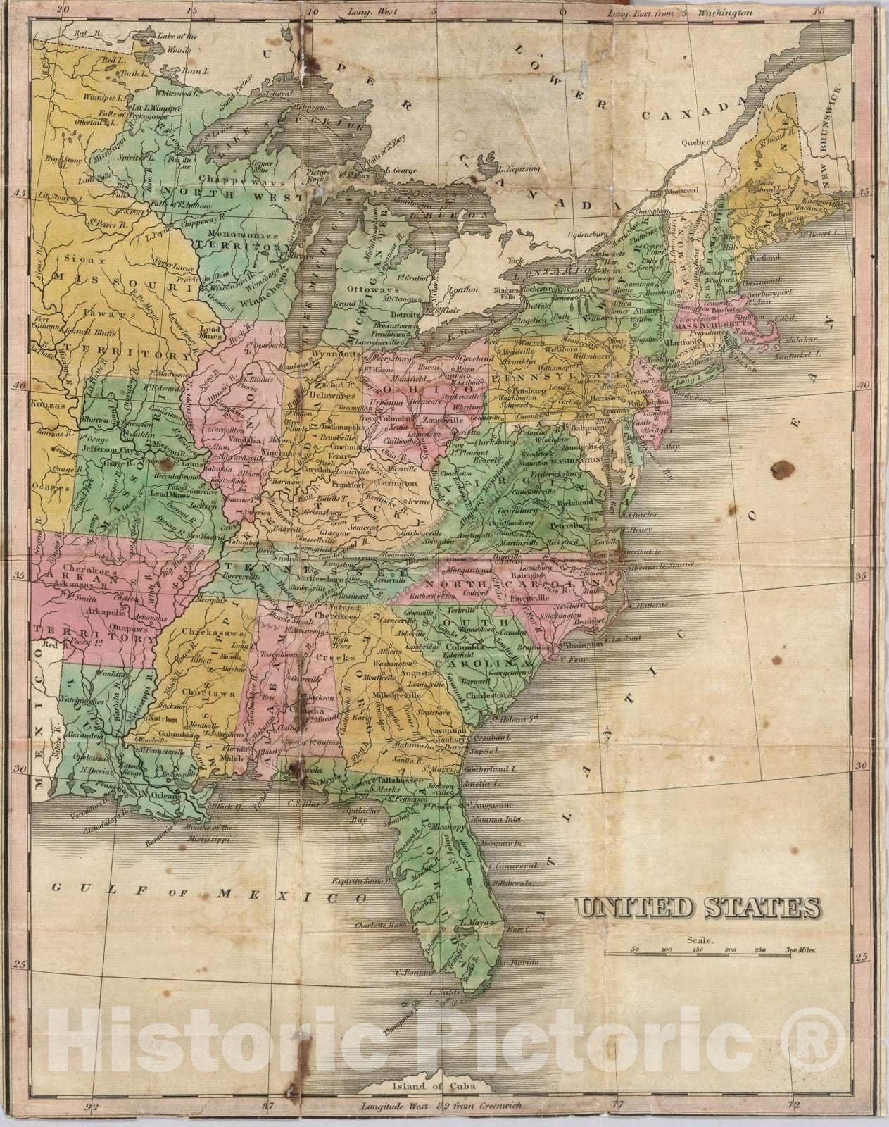 Historic Map : 1829 United States - Vintage Wall Art