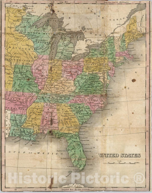 Historic Map : 1829 United States - Vintage Wall Art