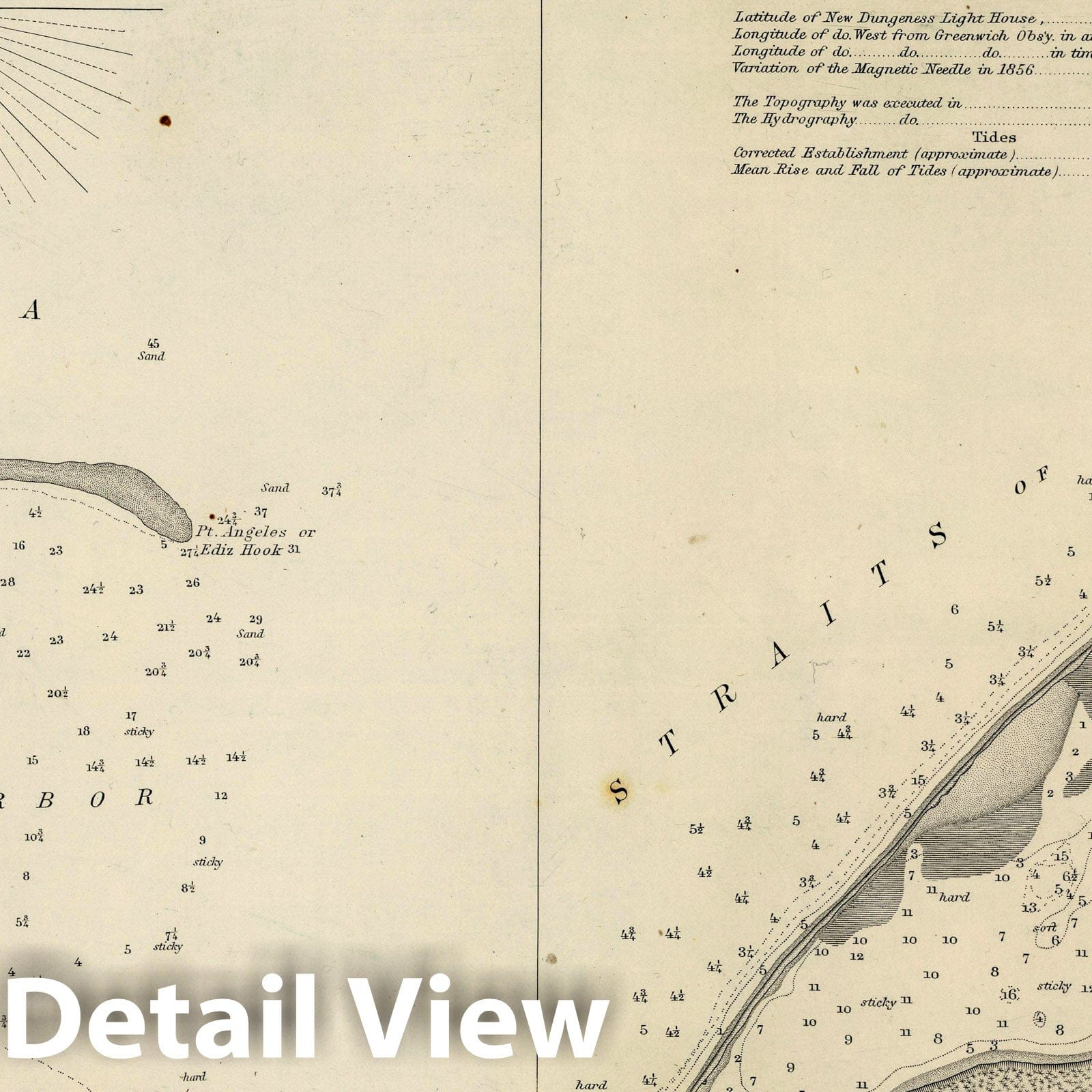 Dungeness Harbor, Washington - Nautical Chart, 1856 - Historical Map Print
