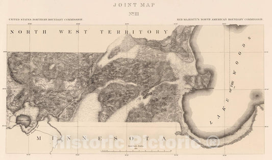 Historic Map : Exploration Book - 1878 Joint Map No. III. United States Northern Boundary Commission. (Canadian Border). - Vintage Wall Art