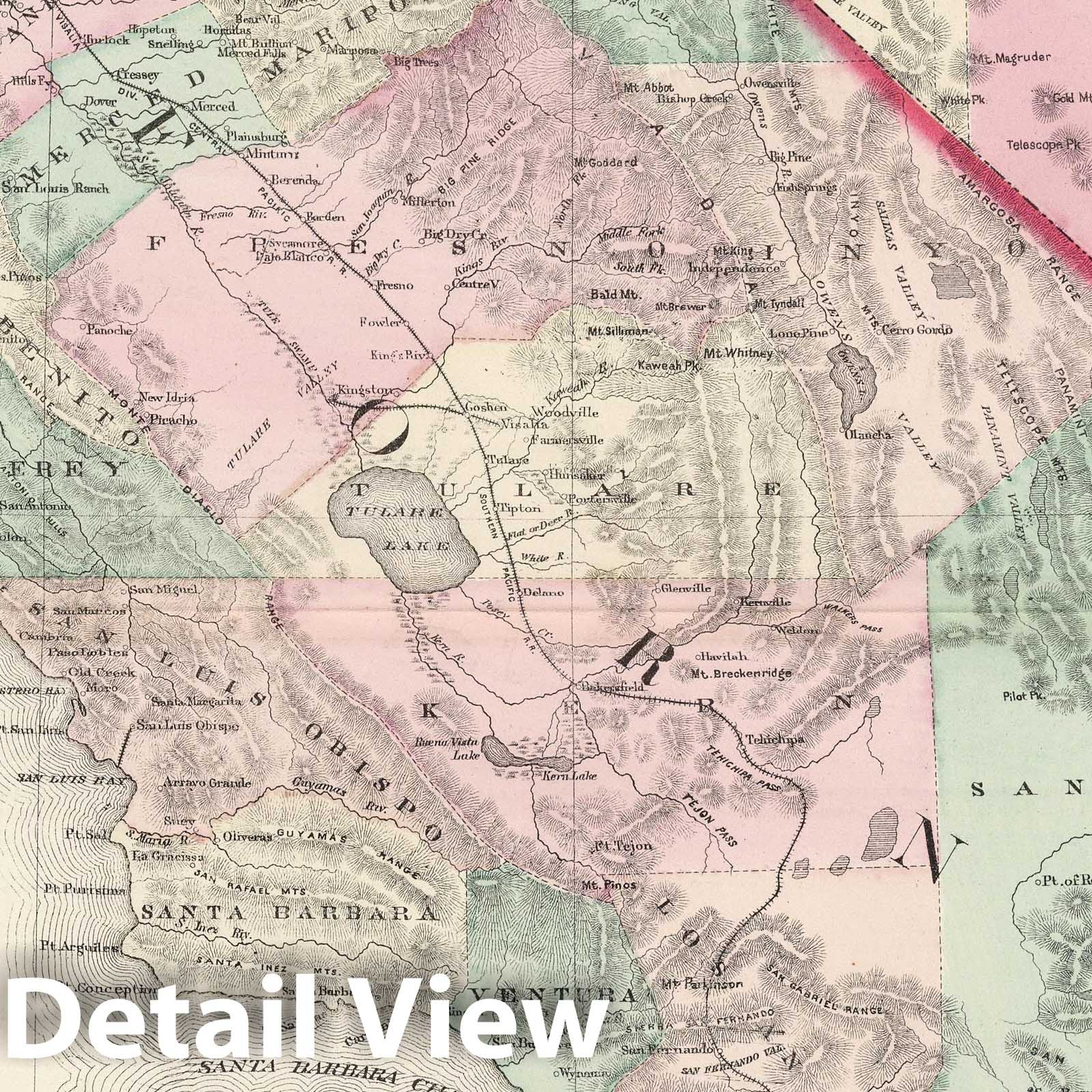 California and Nevada with Yosemite Valley, Sacramento, San Francisco - 1878 Railroad Map