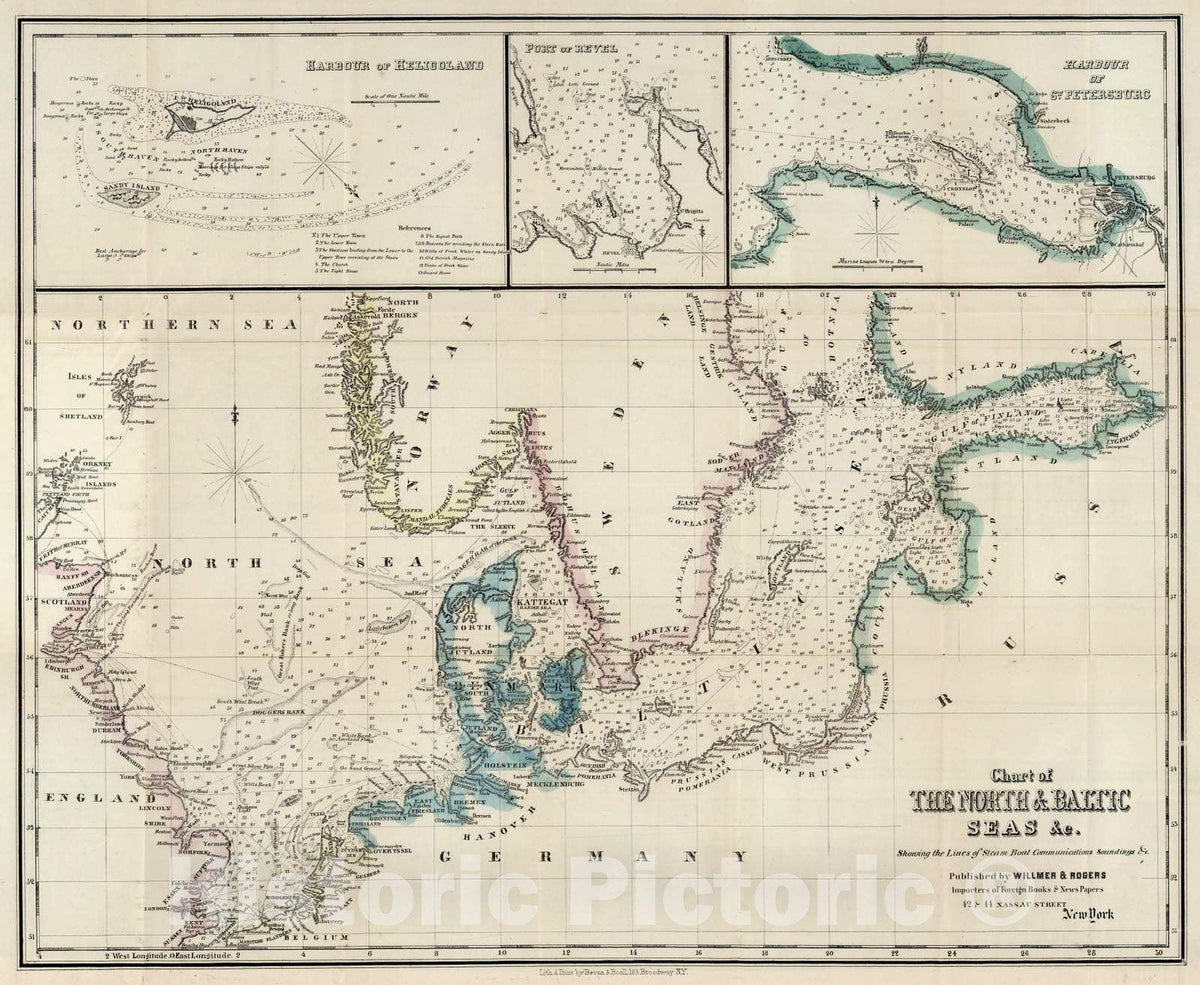 Historic Map : 1854 The North & Baltic Seas - Vintage Wall Art