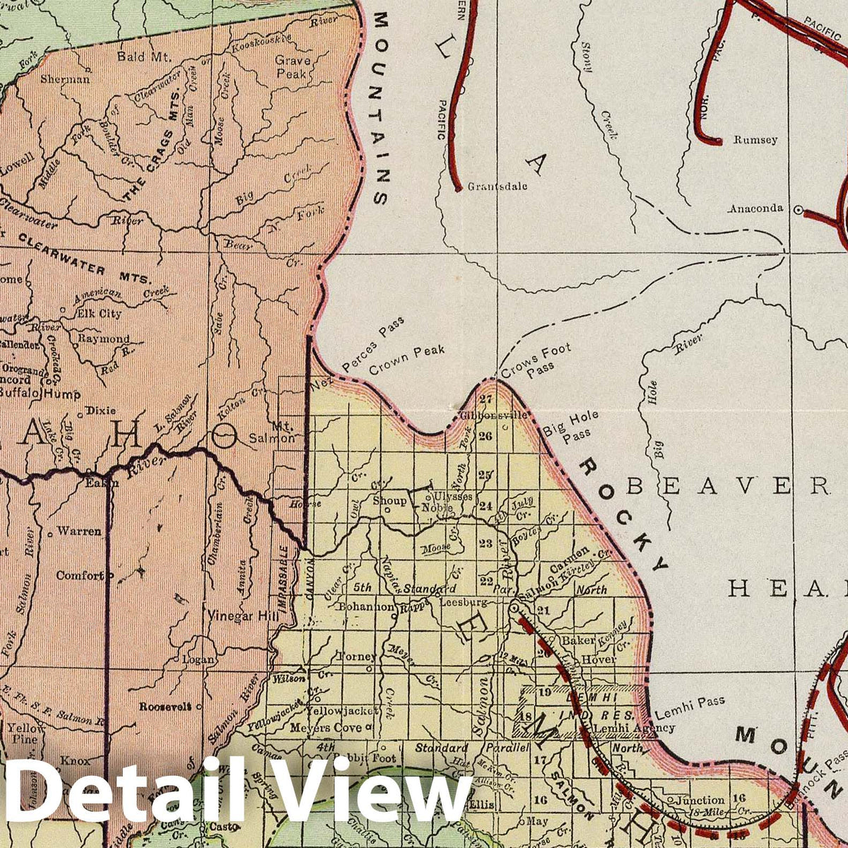 Idaho - Railroad Map, 1909 - Historical Map Print