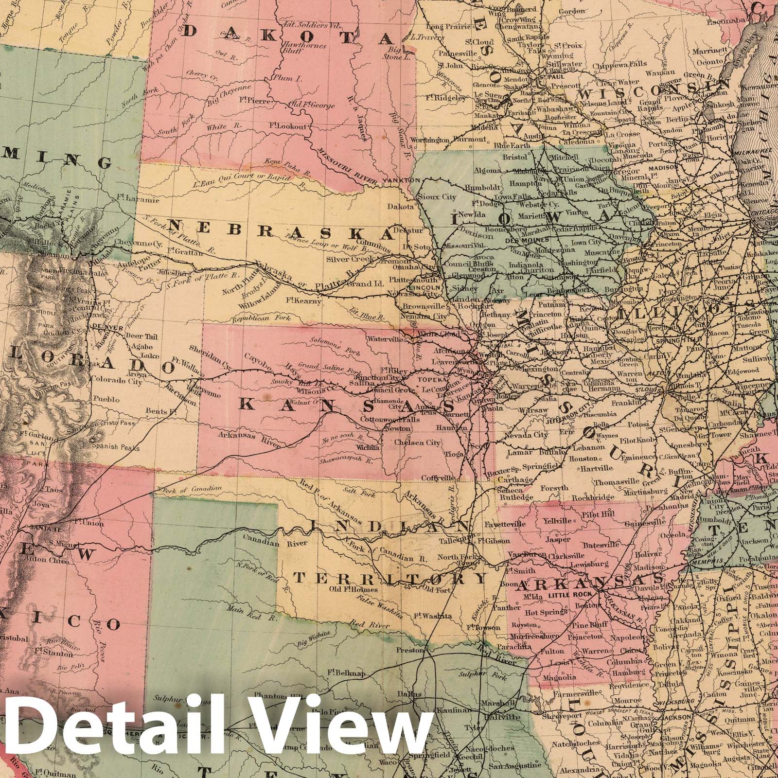 Historic Map : 1874 United States of America. - Vintage Wall Art