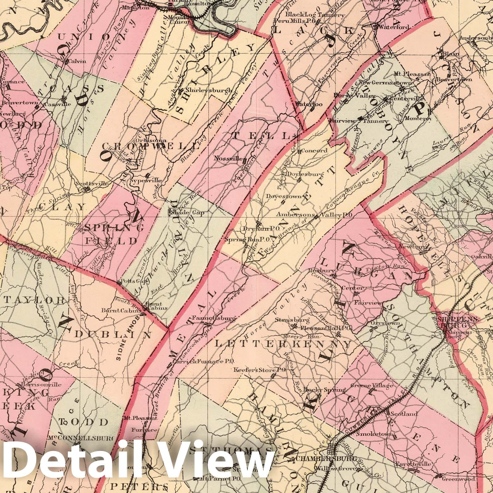 South Central Pennsylvania - Plate No. H, 1871 - Historic Atlas Map Print